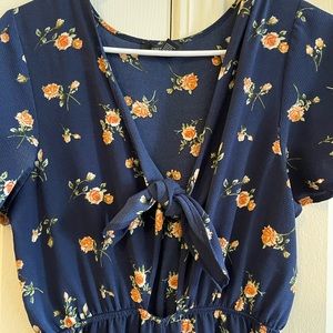 Forever 21 Navy Floral Jumpsuit